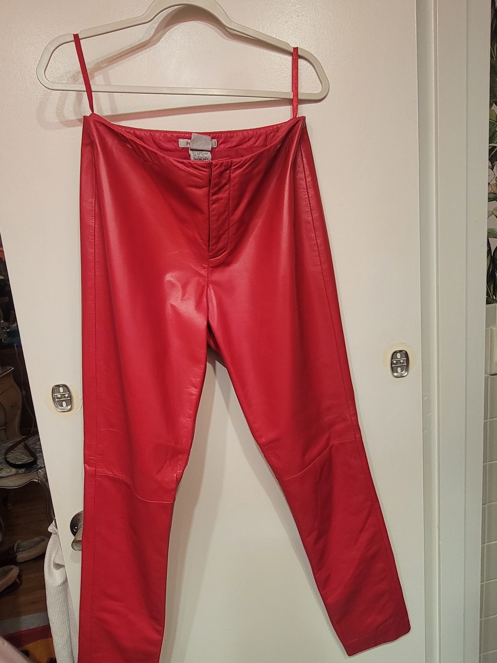 Red Genuine Leather Pants